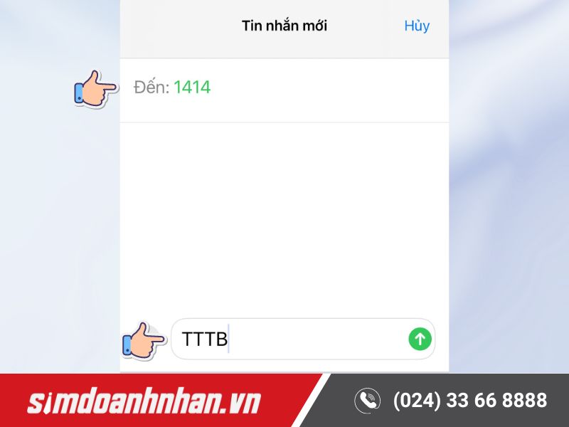 Soạn cú pháp “TTTB” gửi 1414 để kiểm tra SIM chính chủ mạng Viettel