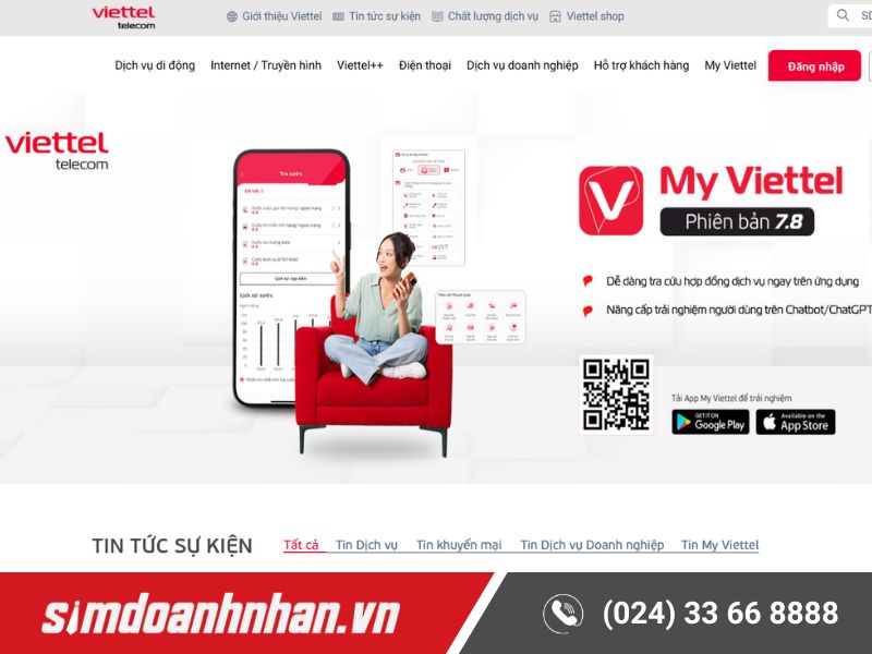 Truy cập vào trang chủ của Vietteltelecom