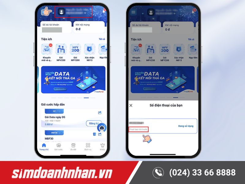 Truy cập ứng dụng My MobiFone để kiểm tra thông tin SIM trả trước hoặc trả sau