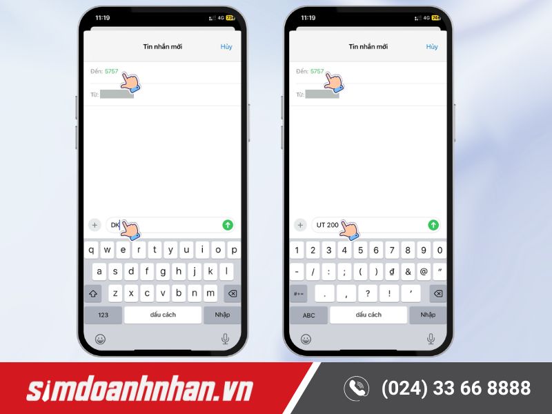 Cách ứng data Viettel là soạn tin nhắn UT (Data muốn ứng) và gửi 5757