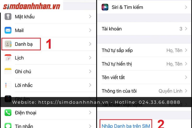 Cách 2 Lấy lại số điện thoại bằng iCloud