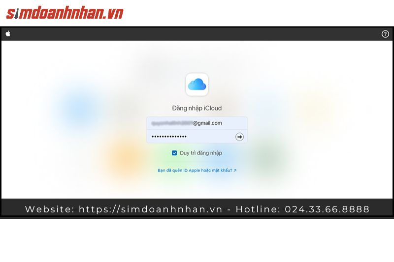 Sau đó, tiếp tục vào website iCloud trên lapto