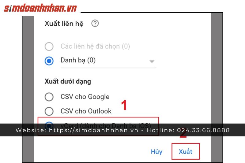 Tích vào mục vCard (dành cho Danh bạ iOS) (2)
