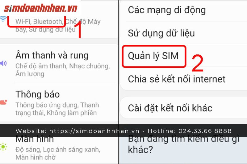 Vào Mục Quản Lý Sim 